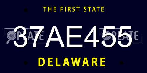37AE455 Delaware License Plate