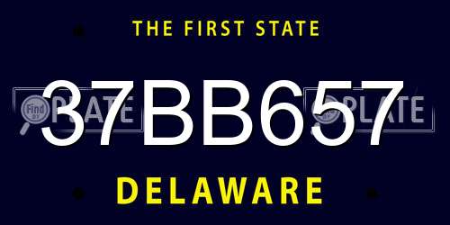 37BB657 Delaware License Plate