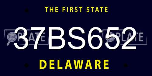 37BS652 Delaware License Plate