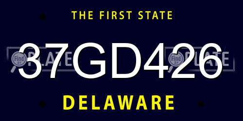 37GD426 Delaware License Plate