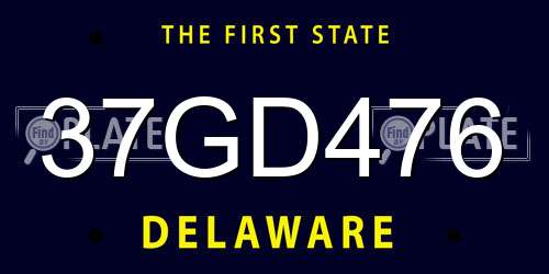 37GD476 Delaware License Plate