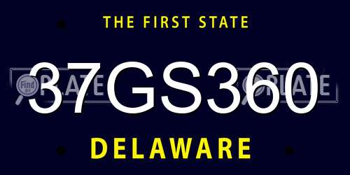 37GS360 Delaware License Plate