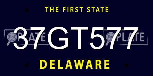 37GT577 Delaware License Plate