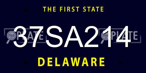 37SA214 Delaware License Plate