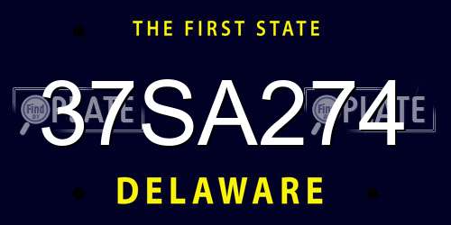 37SA274 Delaware License Plate