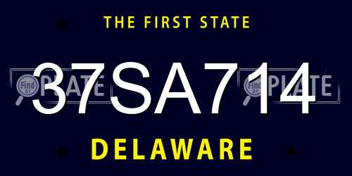 37SA714 Delaware License Plate
