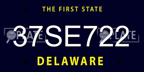 37SE722 Delaware License Plate