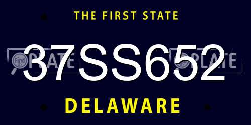 37SS652 Delaware License Plate