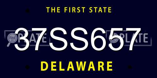 37SS657 Delaware License Plate