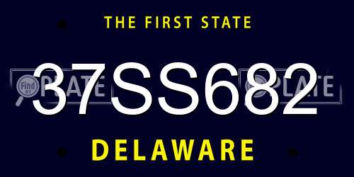 37SS682 Delaware License Plate