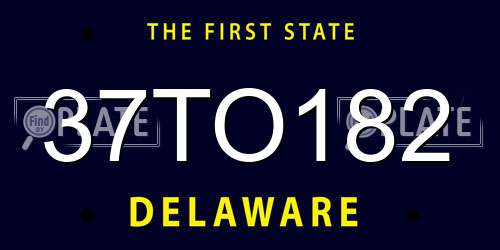 37TO182 Delaware License Plate