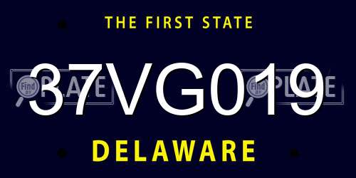 37VG019 Delaware License Plate