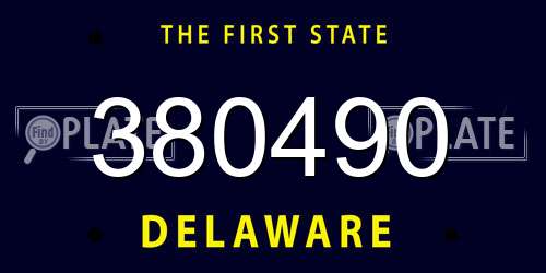 380490 Delaware License Plate