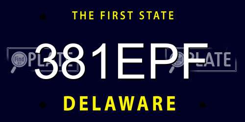 381EPF Delaware License Plate
