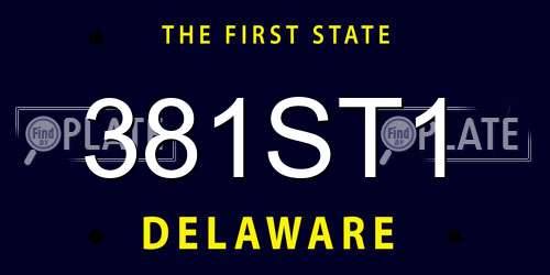 381ST1 Delaware License Plate