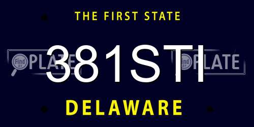 381STI Delaware License Plate
