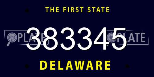 383345 Delaware License Plate