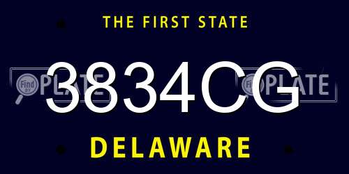 3834CG Delaware License Plate