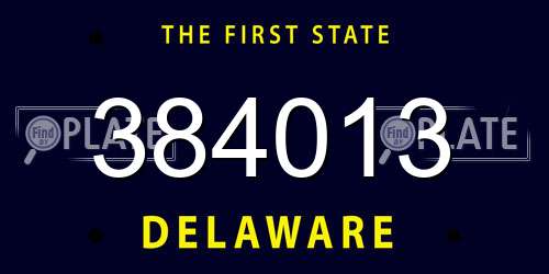 384013 Delaware License Plate