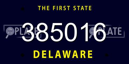 385016 Delaware License Plate