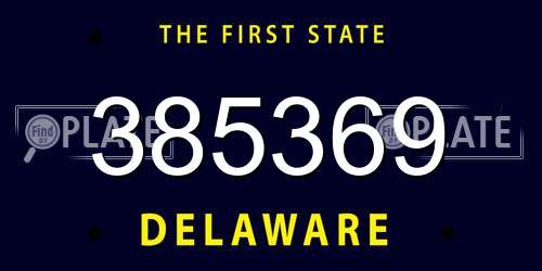 385369 Delaware License Plate