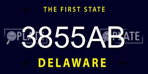3855AB Delaware License Plate