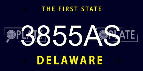 3855AS Delaware License Plate