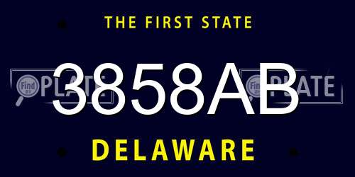 3858AB Delaware License Plate