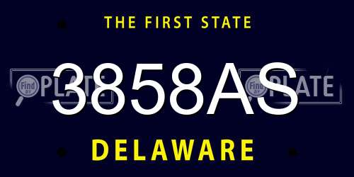 3858AS Delaware License Plate