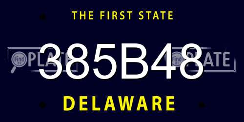 385B48 Delaware License Plate