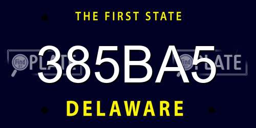 385BA5 Delaware License Plate