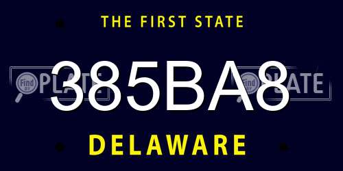 385BA8 Delaware License Plate