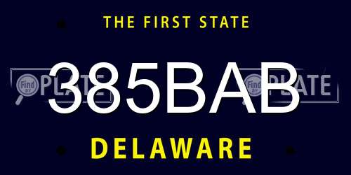 385BAB Delaware License Plate