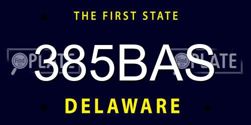 385BAS Delaware License Plate