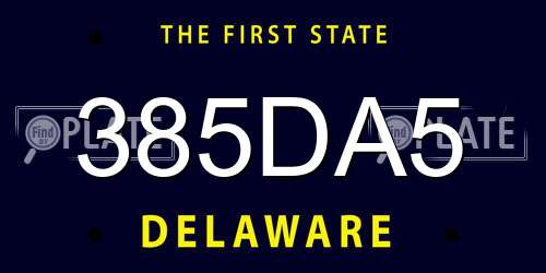 385DA5 Delaware License Plate