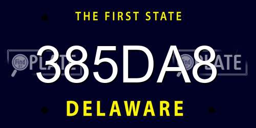 385DA8 Delaware License Plate