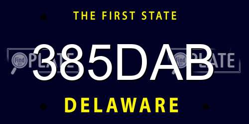 385DAB Delaware License Plate