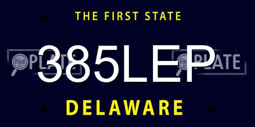 385LEP Delaware License Plate