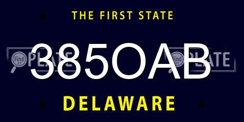 385OAB Delaware License Plate