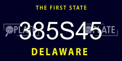 385S45 Delaware License Plate