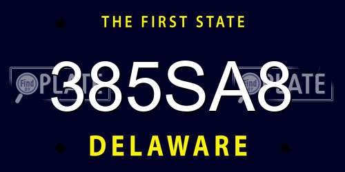 385SA8 Delaware License Plate