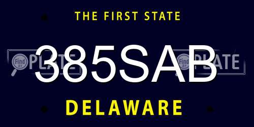 385SAB Delaware License Plate