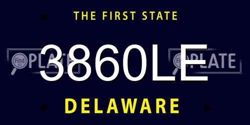 3860LE Delaware License Plate