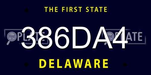 386DA4 Delaware License Plate