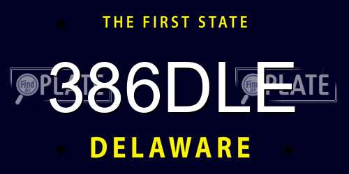 386DLE Delaware License Plate