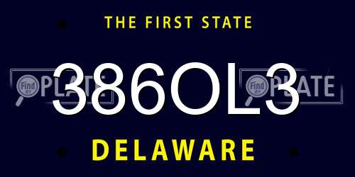 386OL3 Delaware License Plate