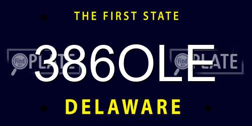 386OLE Delaware License Plate