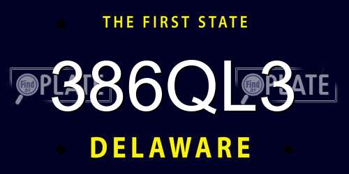 386QL3 Delaware License Plate
