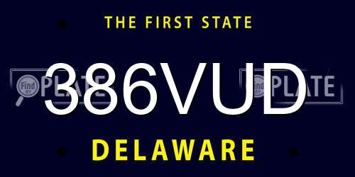 386VUD Delaware License Plate
