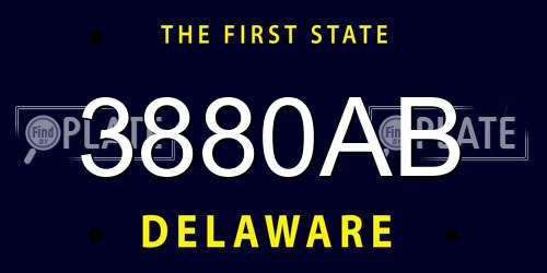 3880AB Delaware License Plate